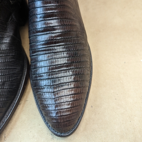 Lucchese Boots men's size 8.5EE Exotic Genuine Brown Teju Lizard Classic Western - Picture 5 of 13